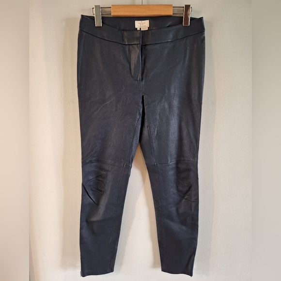 Kate Spade Estrella Navy Stretch Leather Pants Size 6 - Picture 2 of 7